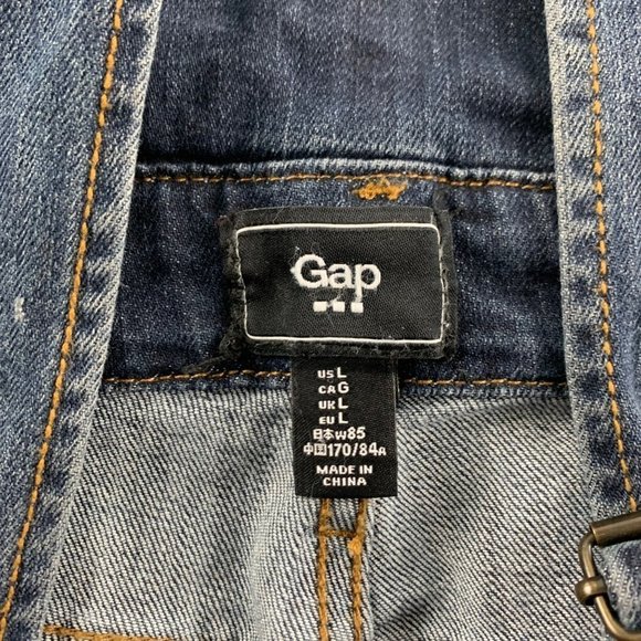 Gap Dark Wash Stretch Denim Slim Leg Overalls L - Picture 4 of 10